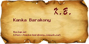 Kanka Barakony névjegykártya